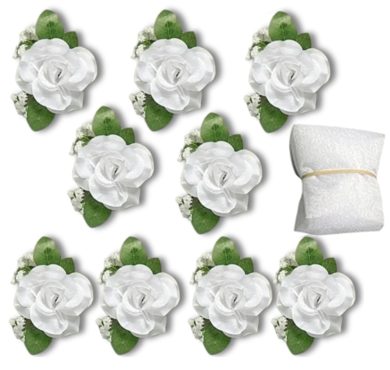 Mākslīgās rozes 9 gab. L19, baltas