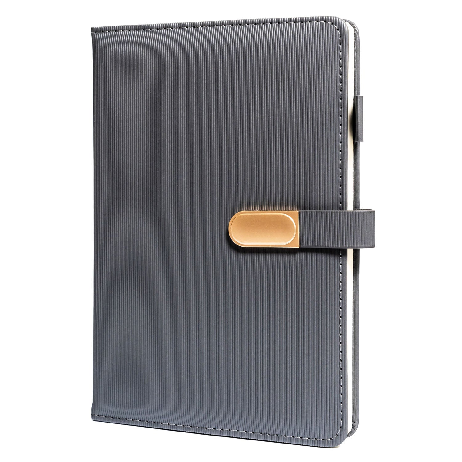 Dāvanu komplekts: pelēka A5 piezīmju grāmatiņa un melna tintes pildspalva