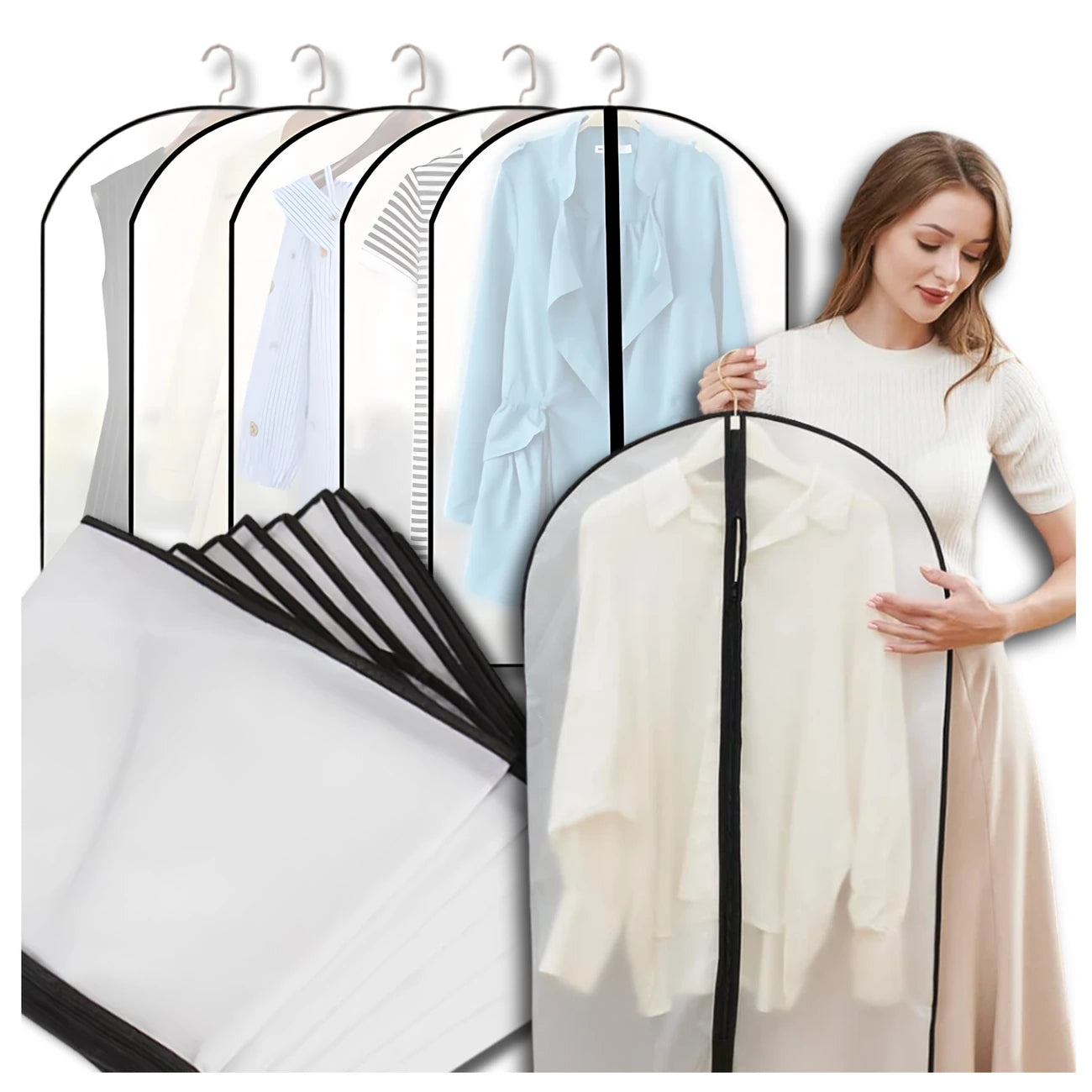 Apģērbu maciņš, caurspīdīgs, ūdensnecaurlaidīgs, 5 gab.