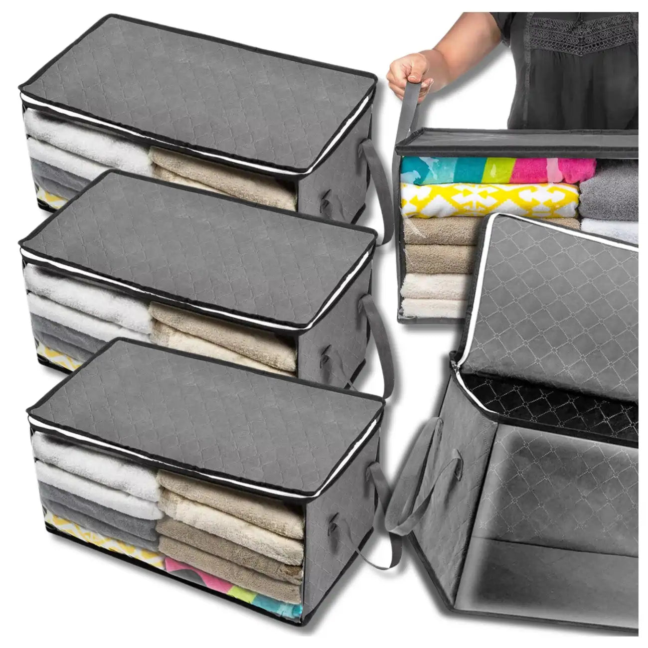 Apģērbu un gultasveļas uzglabāšanas maisiņu komplekts, 3 gab., lieli