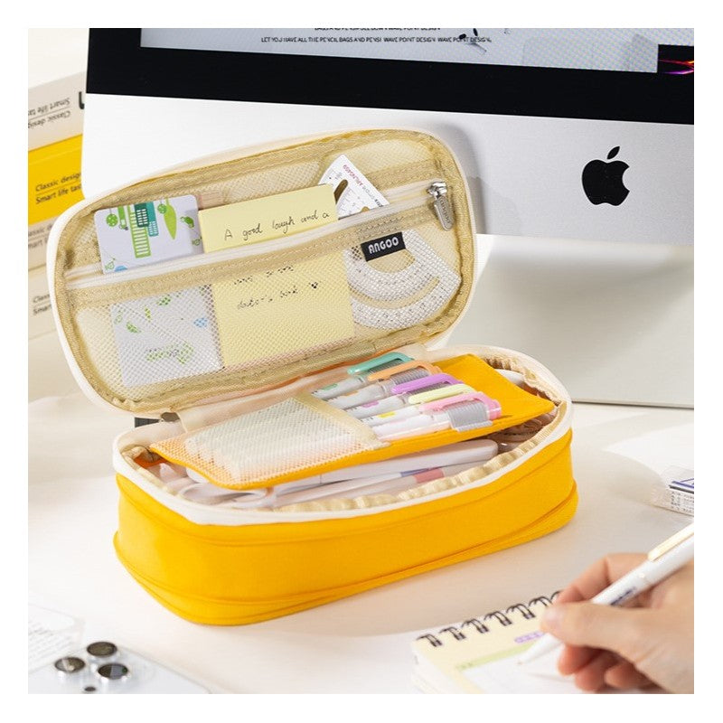 Ietilpīgs zīmuļu maciņš V4, dzeltens