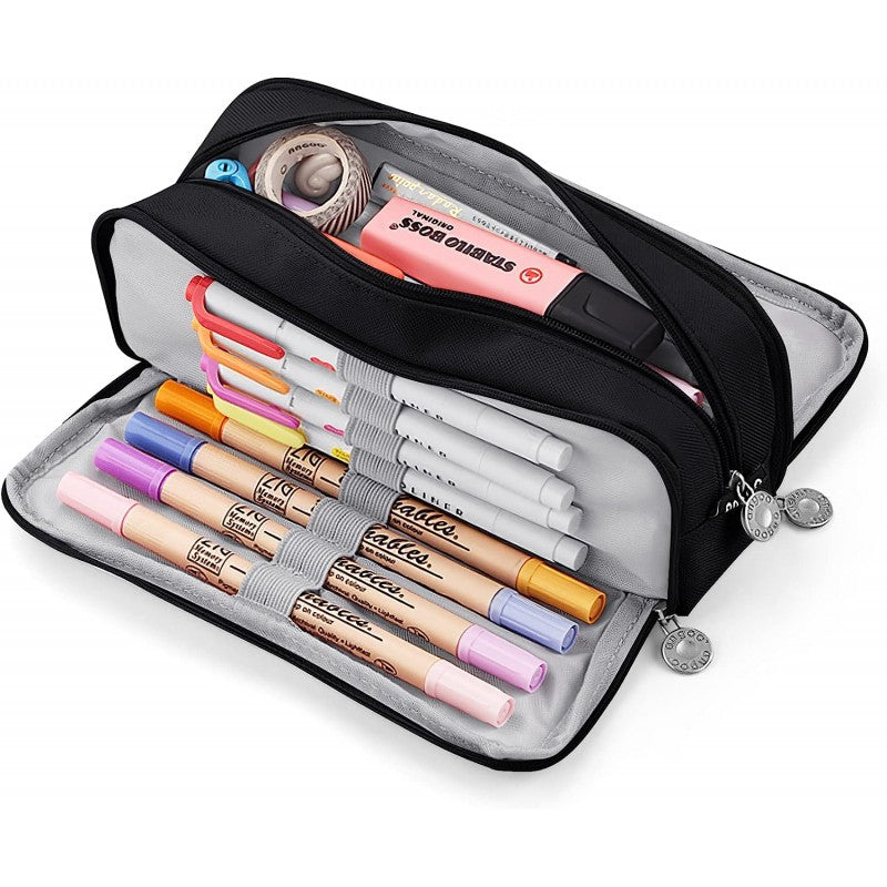 Ietilpīgs zīmuļu maciņš V5, melns