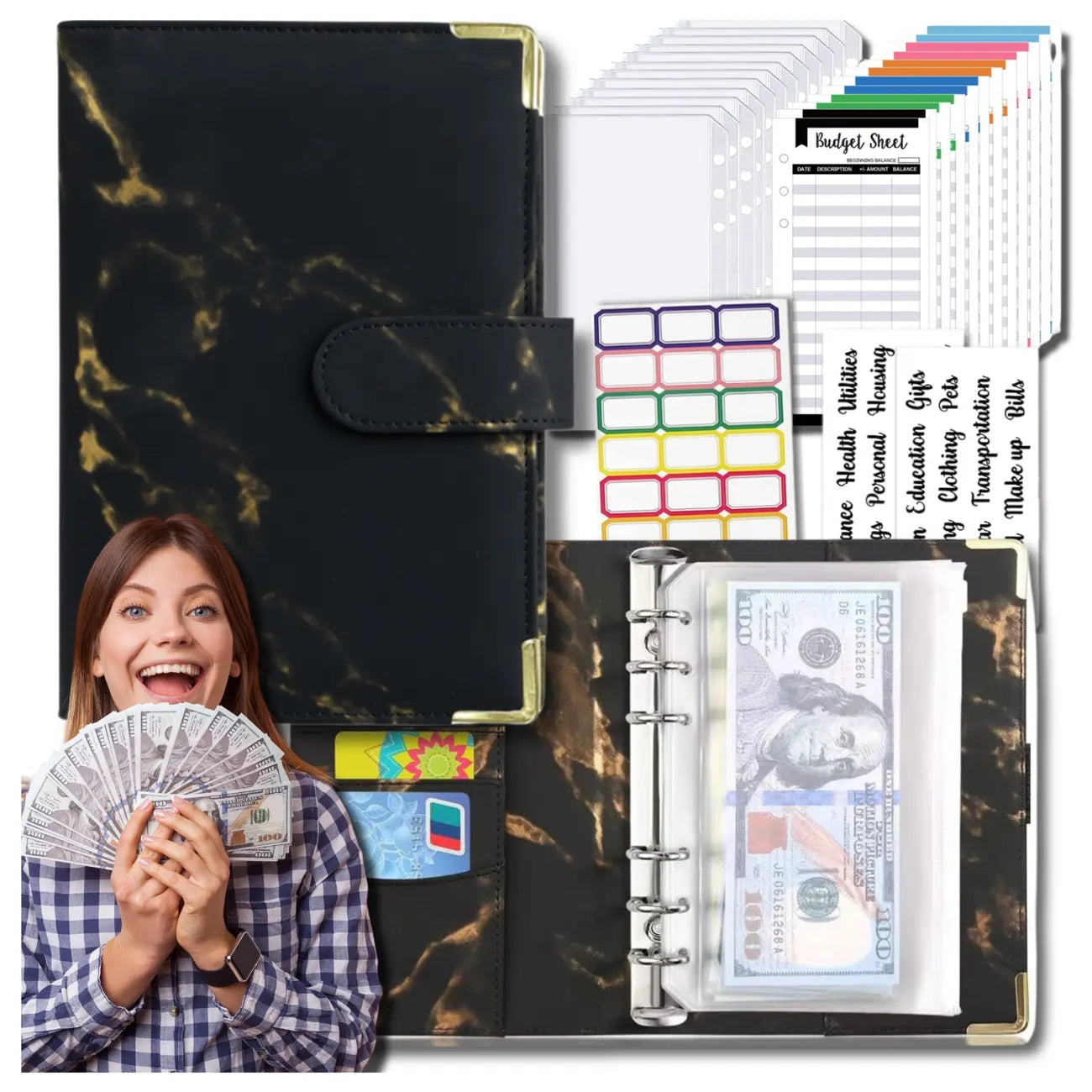 Finanšu plānošanas mape, melns komplekts