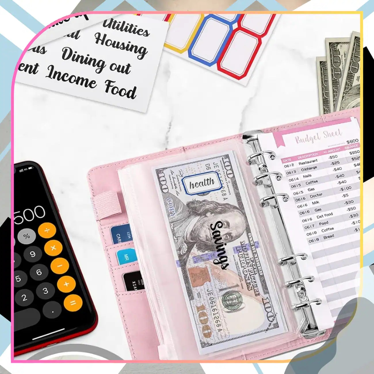 Finanšu plānošanas mape, rozā komplekts