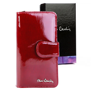 Pierre Cardin 05 LINE 116 raudona odinė piniginė czerwony
