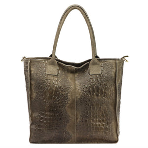 Luka 26-167 CROCO tamsi taupe odinė rankinė taupe scuro