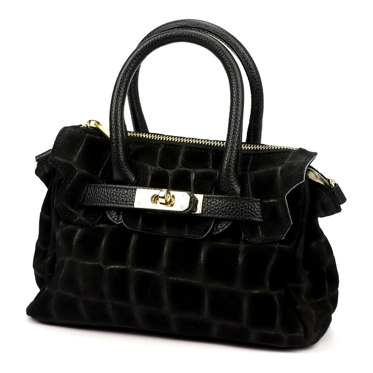 Luka 26-146 MINI CROCO juoda odinė rankinė czarny