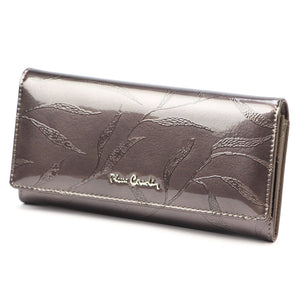 Pierre Cardin 02 LEAF 100 pilka natūralios odos piniginė popiel