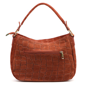 Luka 24-085 CROCO GOLD plytų spalvos odinė rankinė ceglasty