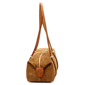 Luka 26-129 CROCO zomšinė odinė rankinė, kupranugario spalvos camel-2