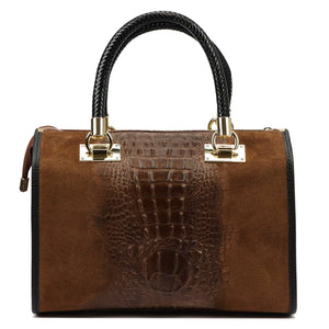 Luka 25-088 CROCO ruda odinė rankinė brązowy