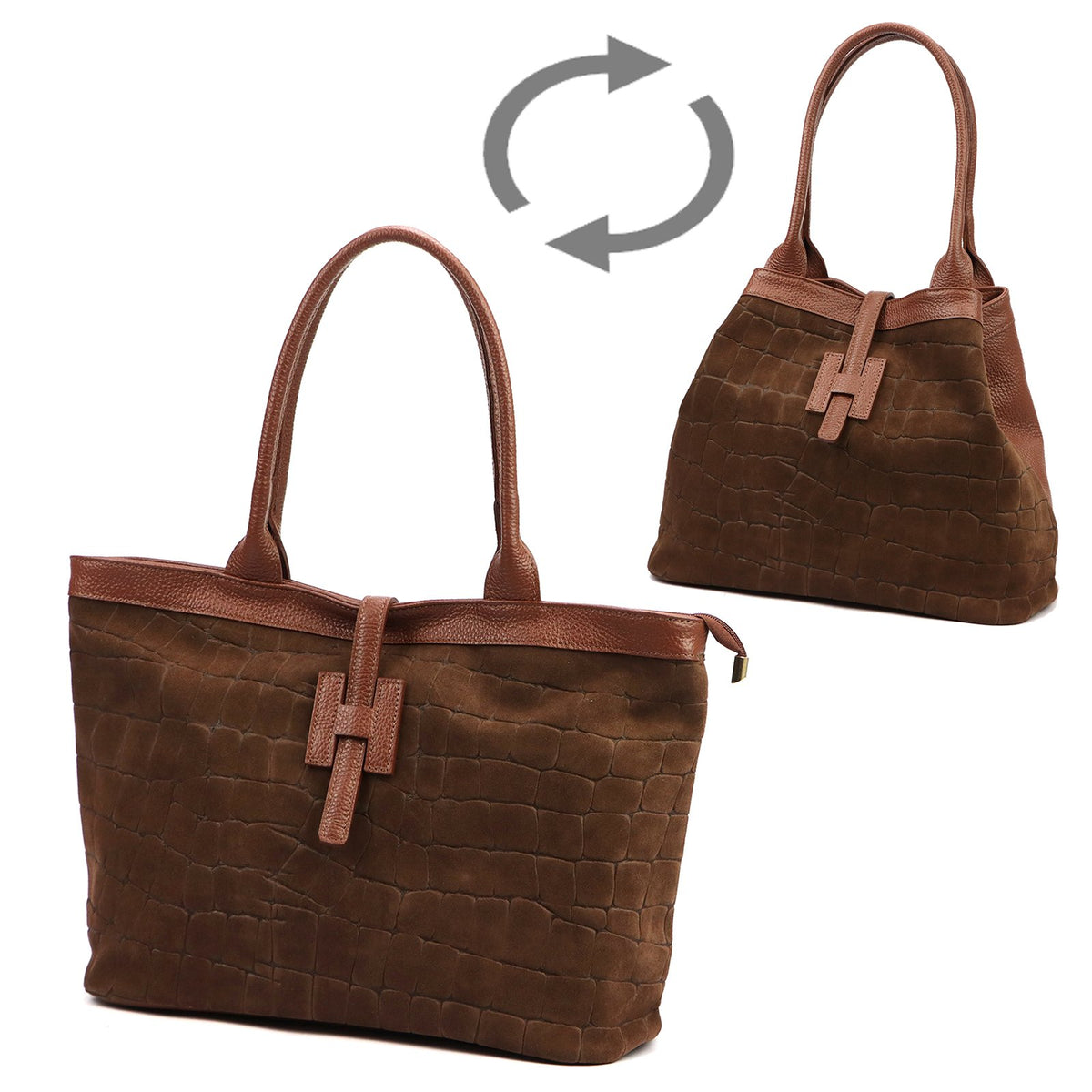 Luka 25-007 CROCO 2 viename ruda odinė rankinė brązowy