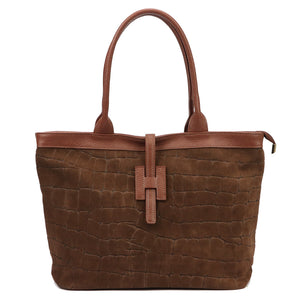 Luka 25-007 CROCO 2 viename ruda odinė rankinė brązowy