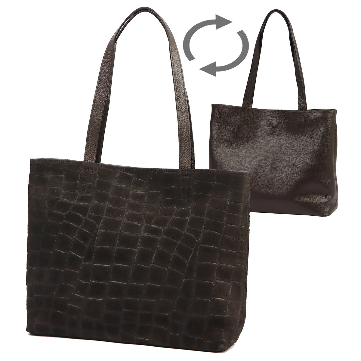 Luka 26-158 CROCO DOUBLE tamsiai ruda odinė rankinė ciemny brąz