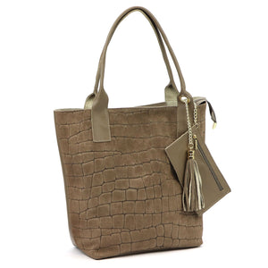 Luka 26-036 CROCO taupe natūralios odos rankinė taupe