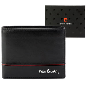 Pierre Cardin YS605 8825 juoda ir raudona piniginė czarny + czerwony
