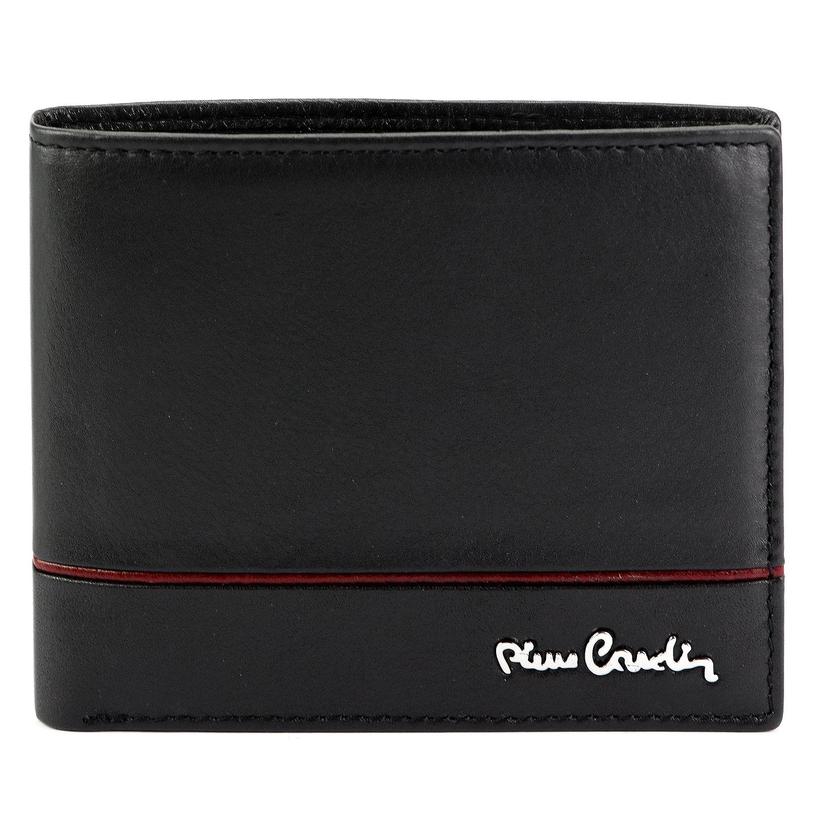 Pierre Cardin YS605 324 juoda ir raudona piniginė czarny + czerwony