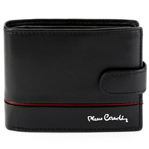 Pierre Cardin YS605 324A juoda ir raudona odinė piniginė czarny + czerwony