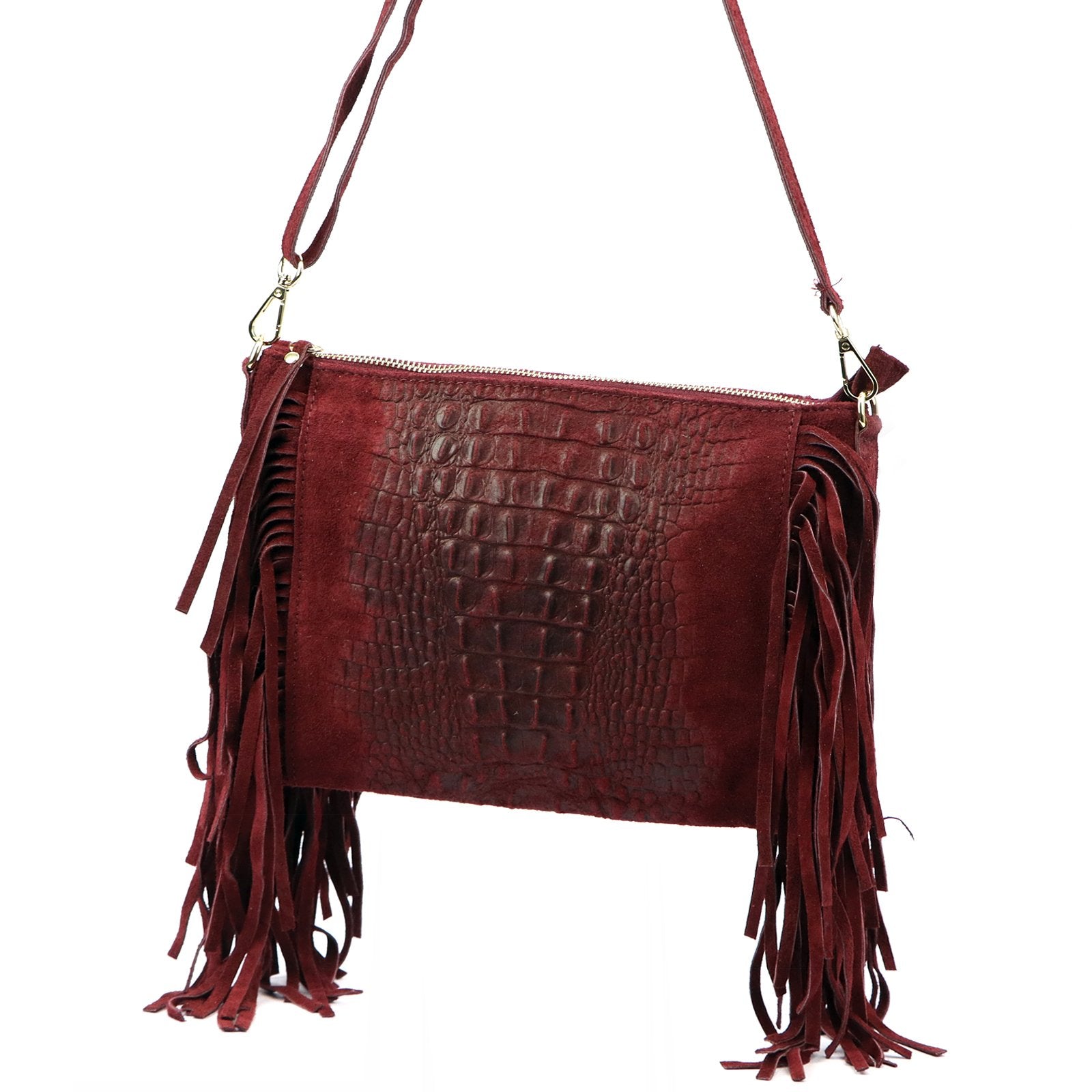Luka 26-015 CROCO bordo odinė rankinė bordo