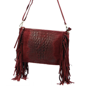 Luka 26-015 CROCO bordo odinė rankinė bordo