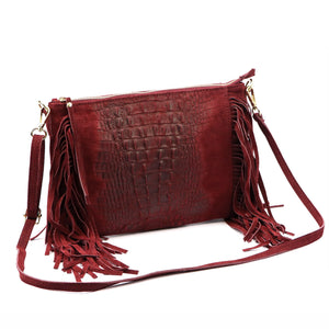 Luka 26-015 CROCO bordo odinė rankinė bordo