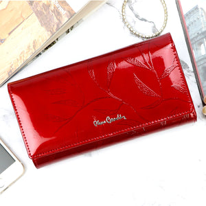 Pierre Cardin 02 LEAF-N 102 raudona odinė piniginė czerwony