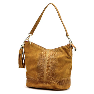 Luka 26-027 CROCO camel-1 natūralios odos rankinė camel-1