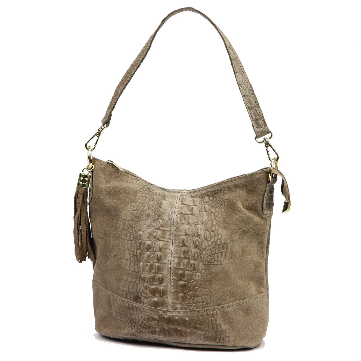 Luka 26-027 CROCO taupe natūralios odos rankinė taupe