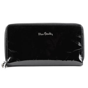 Pierre Cardin 02 LEAF-N 118 juoda lakuotos odos piniginė czarny