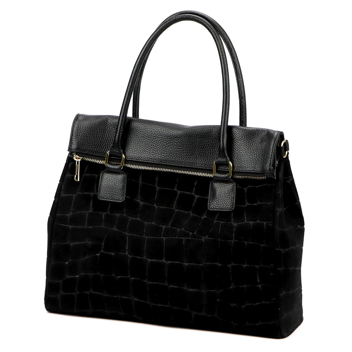 Camilla PREMIUM 10.015 CROCO juoda odinė rankinė czarny