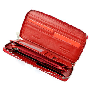 Pierre Cardin 02 LEAF 119 raudona odinė piniginė czerwony