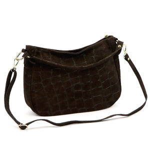Luka 24-085 CROCO GOLD tamsiai ruda odinė rankinė ciemny brąz