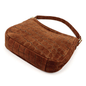 Luka 24-085 CROCO GOLD ruda odinė rankinė brązowy