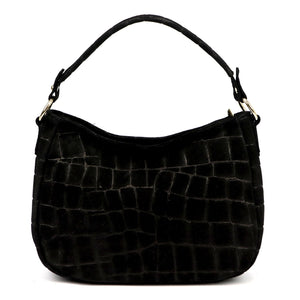 Luka 24-085 CROCO GOLD juoda odinė rankinė czarny
