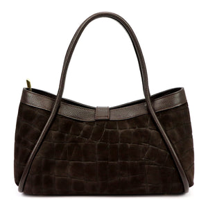 Camilla PREMIUM 10.014 CROCO tamsiai ruda odinė rankinė ciemny brąz