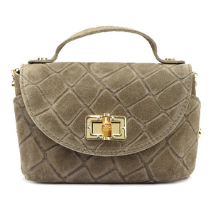 Luka 26-106 CROCO pilkai rusva odinė rankinė taupe