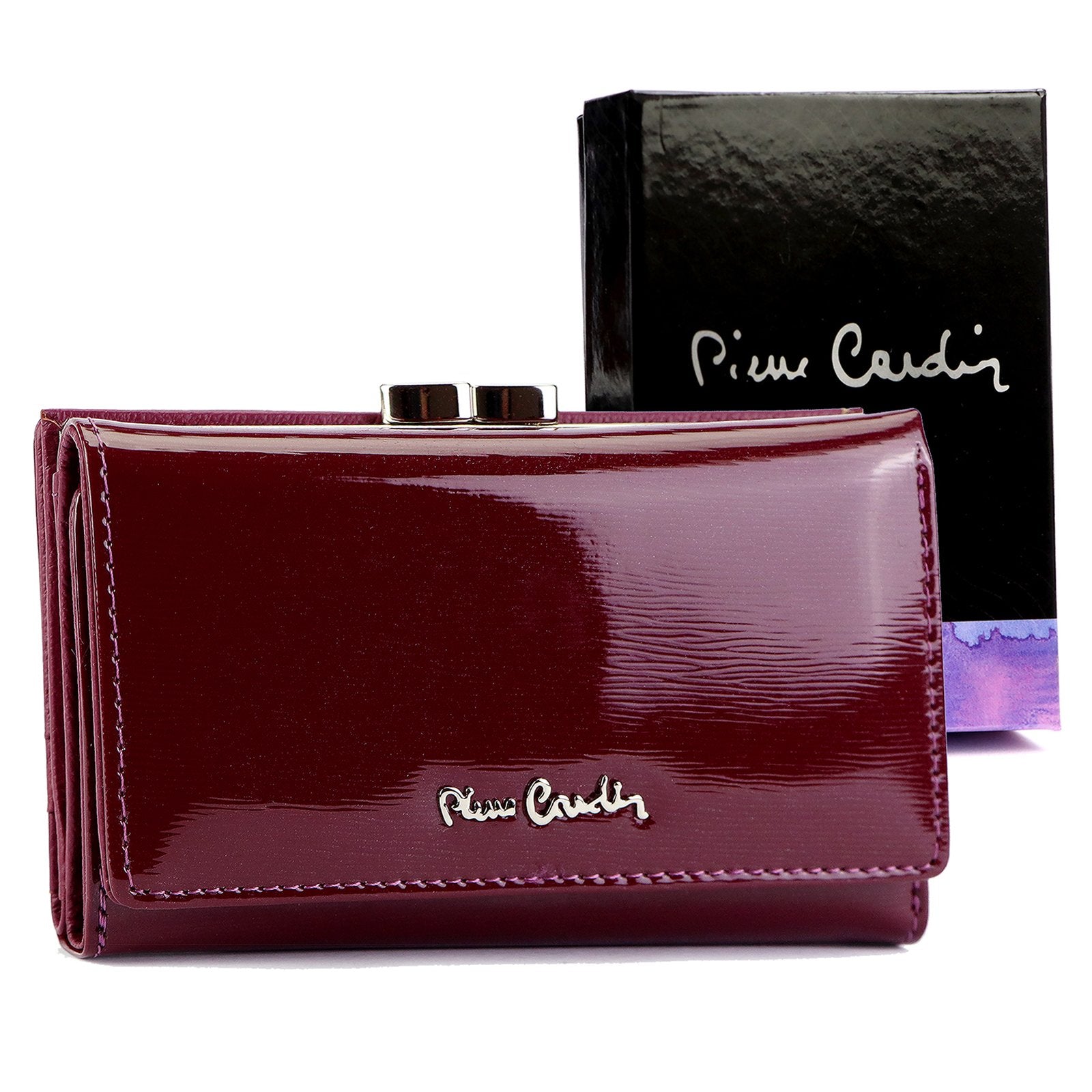 Pierre Cardin 05 LINE 108 violetinė odinė piniginė fioletowy