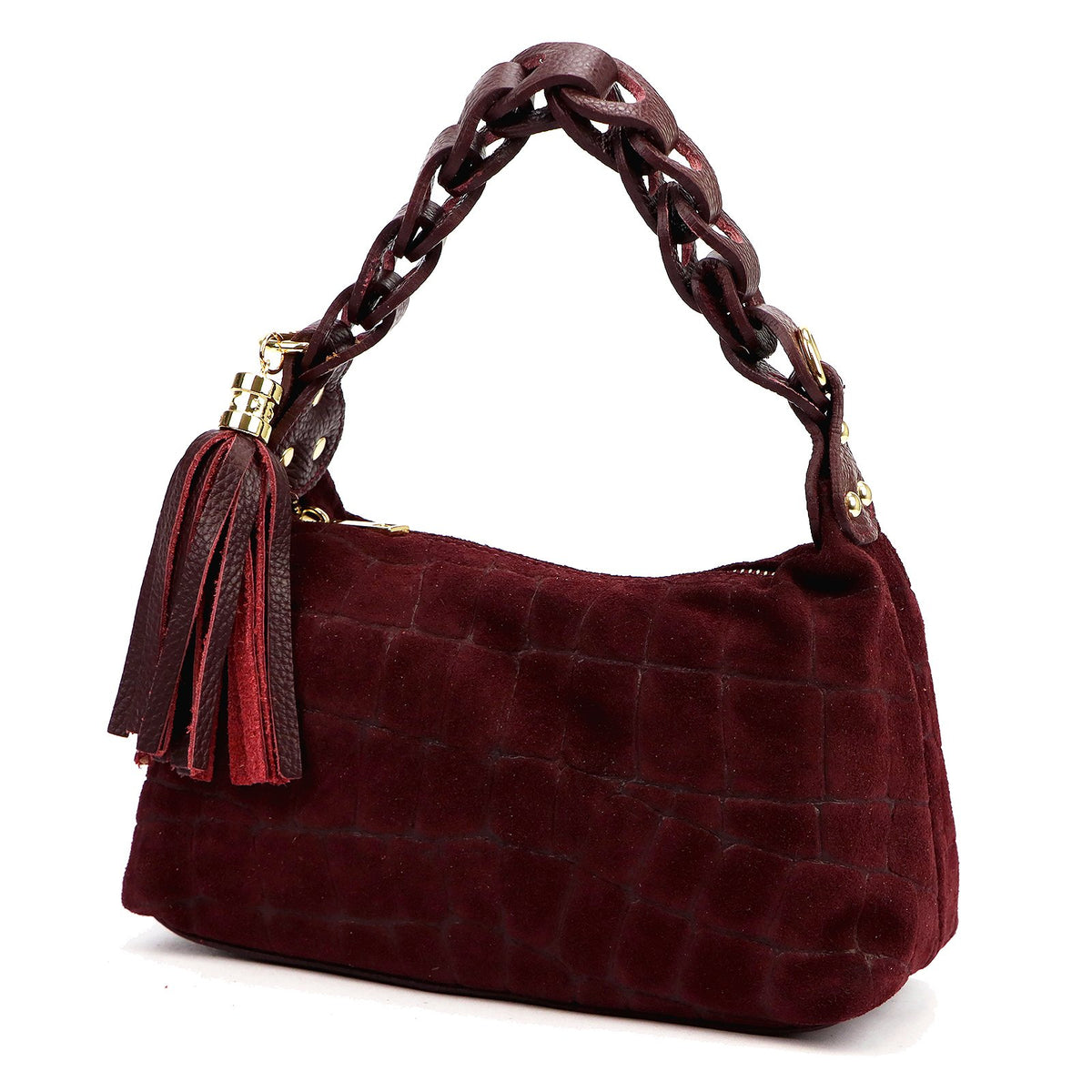 Luka 26-032 CROCO bordo zomšinės odos rankinė bordo
