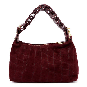 Luka 26-032 CROCO bordo zomšinės odos rankinė bordo