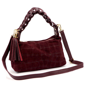 Luka 26-032 CROCO bordo zomšinės odos rankinė bordo