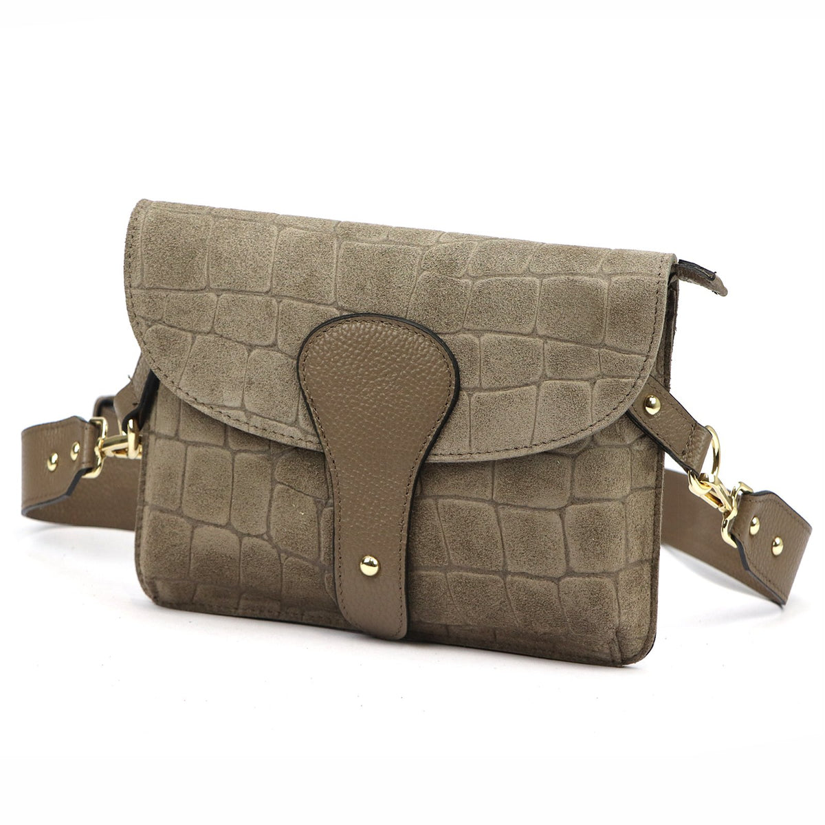 Luka 26-100-2 D CROCO taupe natūralios odos rankinė taupe