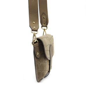 Luka 26-100-2 D CROCO taupe natūralios odos rankinė taupe