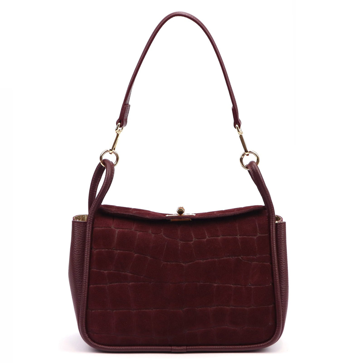 Luka 26-173 CROCO bordo odinė rankinė bordo