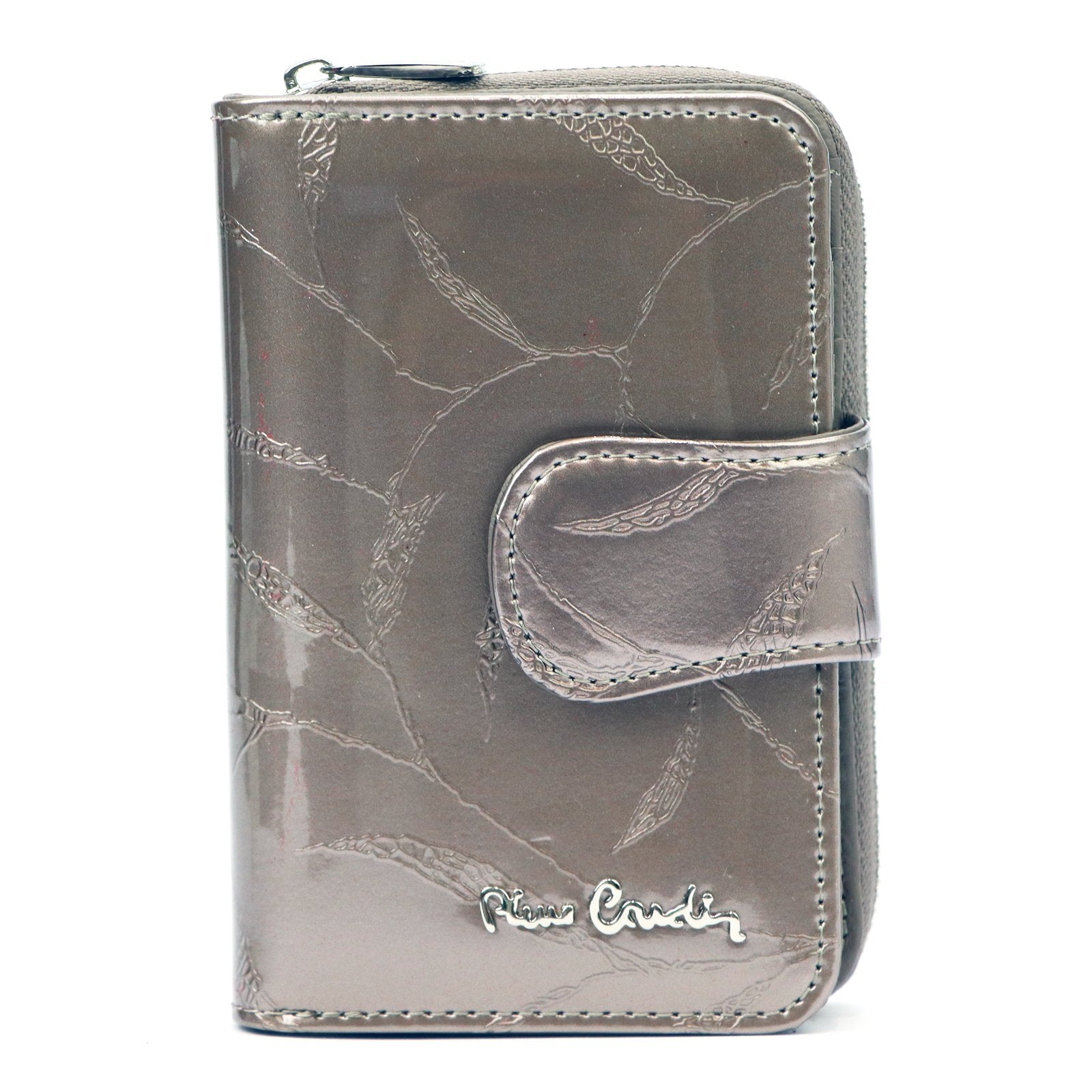 Pierre Cardin 02 LEAF 115 pilka natūralios odos piniginė popiel