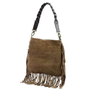 Luka 25-022 taupe ir tamsiai ruda odinė rankinė taupe + ciemny brąz