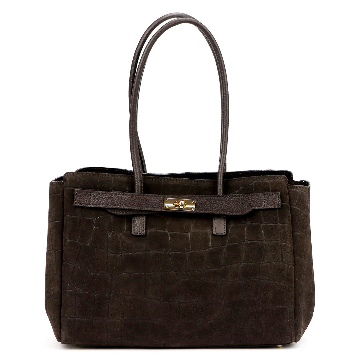Camilla PREMIUM 10.004 CROCO tamsiai ruda odinė rankinė ciemny brąz