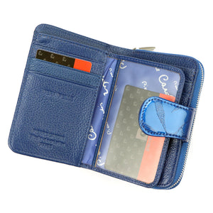 Pierre Cardin 02 LEAF 115 mėlyna odinė piniginė niebieski