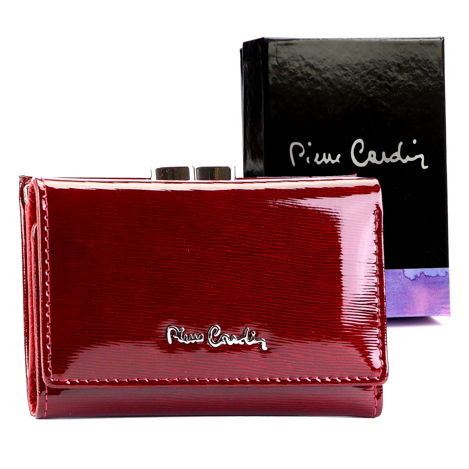 Pierre Cardin 05 LINE 117 raudona odinė piniginė czerwony