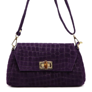 Luka 26-178 CROCO violetinė odinė rankinė fioletowy