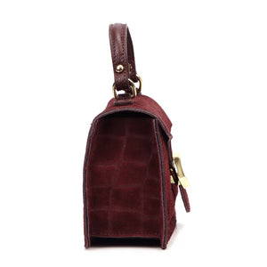 Luka 26-179 CROCO bordo odinė rankinė bordo
